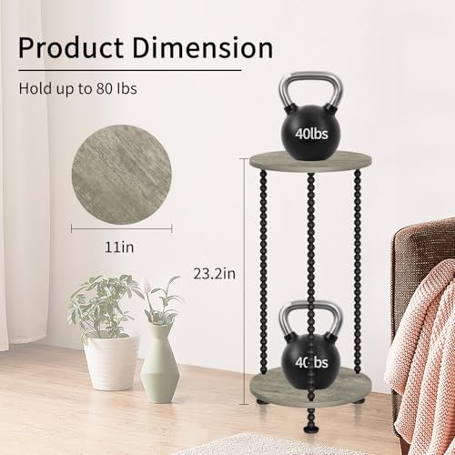 YINMIT Plant Stand Indoor, 2 Tier Small Plant Stand, 23" Tall Metal Spindle Poles Plant Stands, Corner Flower Pot Stand, Plant Tables Indoor, Planter Pot Holder for Balcony Garden Patio Living Room (Grey,) - color: Gray, size: 23.2 In