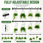 Adjustable Hanging Window Planter with 4 Pots, Space Saving Indoor Herb Garden Plant Hanger, Metal Vertical Plant Rack for Kitchen, Balcony & Home Deco41in-4 Flower pots