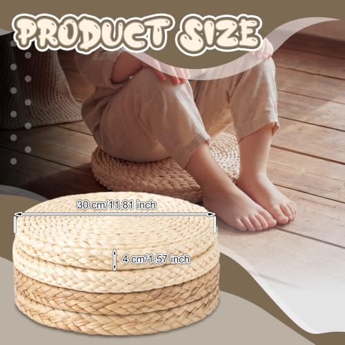 Lineshading 4 Pcs 12 Inch Boho Floor Cushions Classroom Decorations Extra Thick Cattail Grass Corn Double-Layer Flexible Seat Floor Cushions for Classroom Kids Students Learning Daycare School Chair