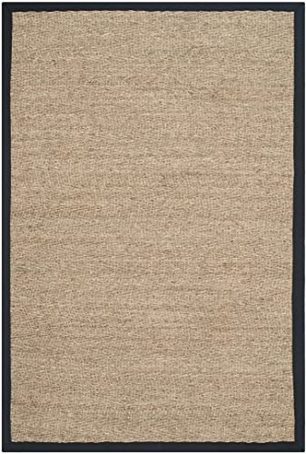 SAFAVIEH Area Rug 2x3 - Natural Fiber Collection - Natural & Black, Seagrass, Herringbone Pattern with Border (NF115C) - color: Natural/Black, size: 2' x 3' (Rectangular)