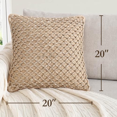 Boho Living Jada Decorative Throw, Includes Accent, Premium Woven Design, Living Room Décor, (2) 20" x 20" Pillow Cover with Insert, Beige - color: Beige, size: (2) 20" x 20" Pillow Covers With Insert