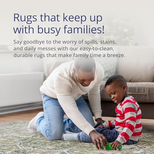 Abani Savoy Collection Area Rug - Intricate Blue/Green Vintage Design 9' x 12' - Easy to Clean - Durable for Kids & Pets - Non-Shedding - Medium Pile - Soft Feel - Living Room, Bedroom & Office - size: 9' x 12'