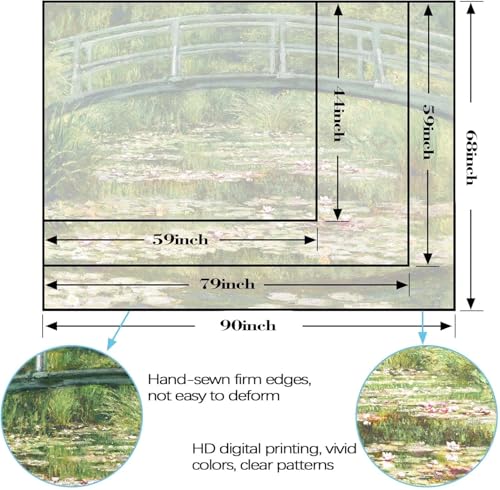 Yeoiat Monet Tapestry Water Lilies Wall Tapestry, Nature Tapestries for Bedroom Art Tapestries Wall Hanging for Bedroom Living Room 36"x48" - color: Green Yellow, size: 48"L x 36"W