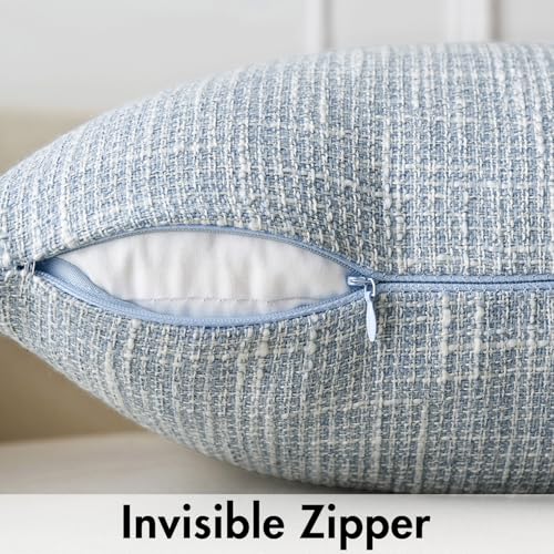 MIULEE Burlap Linen Spring Throw Pillow Covers 20x20 Inch Set of 2 Coastal Light Blue Decorative Pillows Modern Farmhouse Soft Accent Cushion Covers for Couch Sofa Bedroom Livingroom Home Decor - color: Light Blue, size: 20" x 20" (Pack of 2)