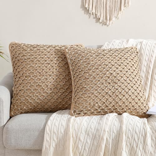 Boho Living Jada Decorative Throw, Includes Accent, Premium Woven Design, Living Room Décor, (2) 20" x 20" Pillow Cover with Insert, Beige - color: Beige, size: (2) 20" x 20" Pillow Covers With Insert