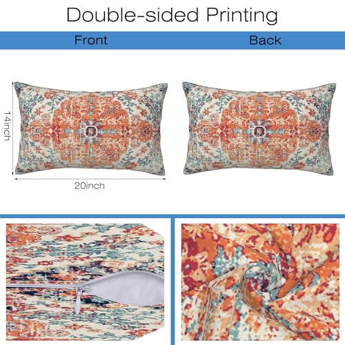 Ethnic Boho Throw Pillow Covers Set of 2 Rug Boho Style Ethnic Design Pillow Covers 20x12 Inch Modern Farmhouse Home Decorative Pillow Cases Cushion Cover for Sofa Living Room Office - color: Ethnic Boho, size: 20" x 12" (Pack of 2)