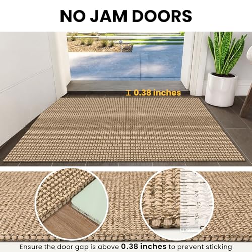 IOHOUZE Small Area Rug 2x3 Washable Woven Rugs for Entryway Non Slip Rubber Backed Kitchen Rugs Indoor Outdoor Doormat Throw Rug Floor Carpet for Entrance Front Door, Orange/Tan/Brown - color: Orange/Tan/Brown, size: 2' x 3' (Rectangular)