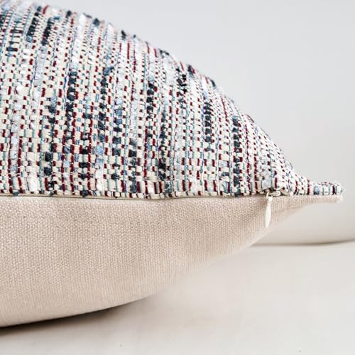 Premium Series Fringe Boho Throw Pillow Cover, Linen Woven Luxury Thick Cushion Case with Tassels for Home Décor, Lagoon, 20x20 Inch - color: Lagoon, size: 20" x 20" (Pack of 1)