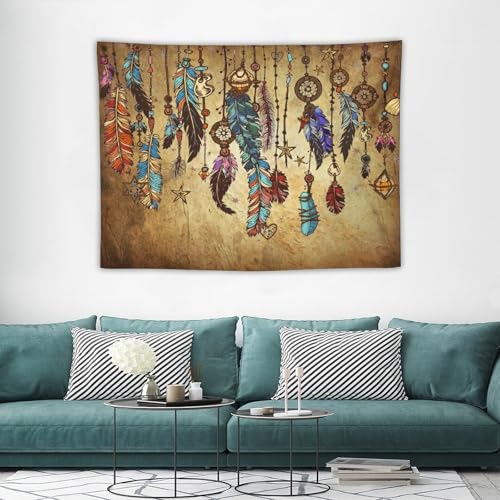 DDCBNS Retro Feather Tapestry Wall Hanging,Aztec Native American Navajo Ethnic Tribal Design Wall Hanging Tapestry Wall Art Home Décor for Bedroom Living Room Dorm Wall Décor 40" x 30" - color: Aztec Style_3, size: 40"L x 30"W