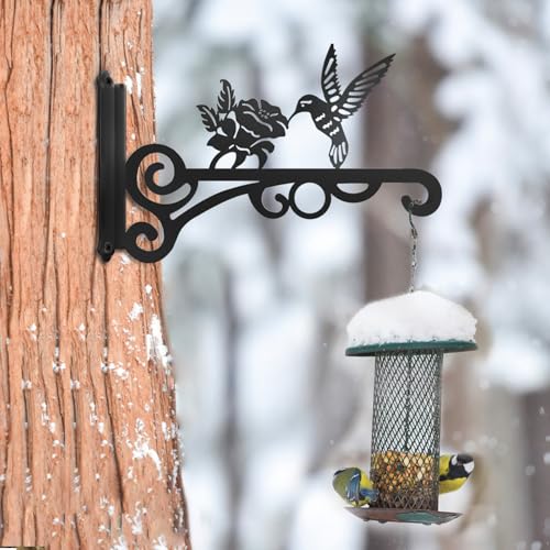 2-Pack 10 Inch Aesthetic Plant Hangers Outdoor – Metal Hanging Plant Bracket with Beautiful Hummingbird Pattern – Heavy Duty Plant Hooks for Hanging Plants, Bird Feeder, Wind Chime, Lantern - color: 2-Pack