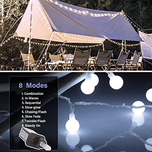 Minetom Globe String Lights, 66 Feet 200 Led Fairy Lights Plug in, 8 Modes with Remote Mini Globe Lights for Indoor Outdoor Bedroom Party Wedding Garden Christmas Tree Decor, Pure White - color: Pure White, size: 200LED