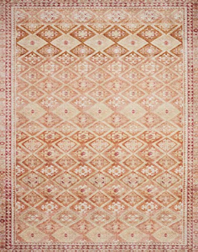 Loloi Layla Collection LAY-16 Natural/Spice 2'-3" x 3'-9" .13" Thick Accent Rug, Soft, Durable, Vintage Inspired, Distressed, Low Pile, Non-Shedding, Easy Clean, Printed, Living Room Rug - color: Natural / Spice, size: 2'3" x 3'9" (Rectangular)