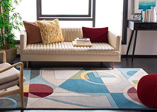 SAFAVIEH Rodeo Drive Collection Accent Rug - 3'6" x 5'6", Blue & Multi, Handmade Mid-Century Modern Abstract Wool, Ideal for High Traffic Areas in Entryway, Living Room, Bedroom (RD845B) - color: Blue/Multi, size: 3'6" x 5'6" (Rectangular)