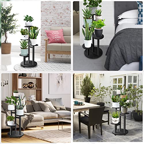 GEEBOBO 5 Tiered Tall Plant Stand for Indoor, Wood Plant Shelf Corner Display Rack, Multi-tier Planter Pot Holder Flower Stand for Living Room Balcony Garden Patio (Black) - color: 5tier-black