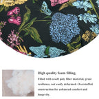 FUNHOME 15"x15"x4" Bistro Chair Cushion Set of 2, Water Repellent Round Outdoor Chair Cushions with Ties, Patio Tufted Chair Pads for Home Garden (Black Flower Butterfly) - color: Black Flower Butterfly
