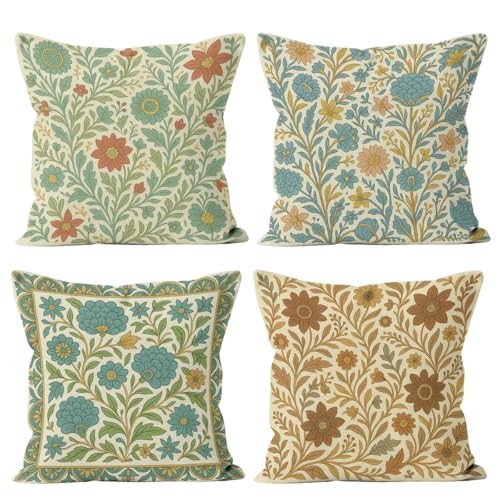 Asparagus Green Throw Pillow Covers 18x18 Set of 4, Chic Boho Cute Pillowcase Decoration Cushion Case for Couch Sofa Bedroom Living Room Outdoor Decor - color: Asparagus Green