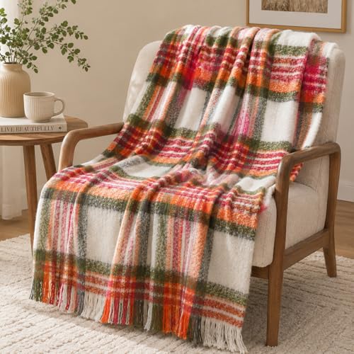 Battilo Christmas Plaid Throw Blanket, Soft Tartan, 50 x 60 in, Red Green - color: Red Green