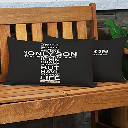 EKOBLA Bible Verse Oblong Throw Pillow Covers for God So Loved The World Christian Church Faith Holy Religious Decorative Cushion Cases for Couch Sofa Bedroom Cotton Linen 12x20 Inches - color: Multi-bs22, size: 20" x 12" (Pack of 1)
