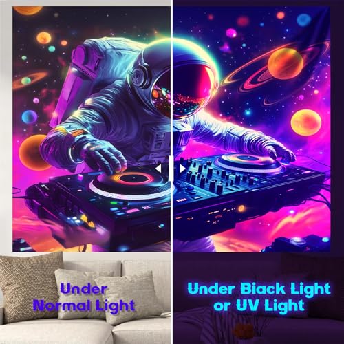 NYZE Astronaut Space Tapestry for Bedroom, Music Wall Tapestry, Party Decor Glow in the Dark Room Decor Tapestries, Cool Galaxy Planet Wall Hanging, Wall Hanging for Room Dorm 79in×59in - color: Astronaut H, size: 79"L x 59"W
