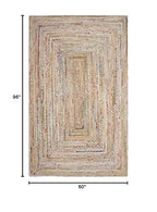 SAFAVIEH Area Rug 5x8 - Cape Cod Collection - Beige & Multi, Handmade Jute & Cotton, Woven Braided Design (CAP202B) - color: Beige/Multi, size: 5' x 8' (Rectangular)