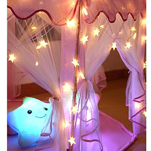 Warm White 50 Led Star Fairy Lights with Remote Control, Battery Powered Five-Pointed Star String Lights - color: Warm White