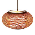 16" Bamboo Wicker Lampshade Rattan Pendant Light, Drum Shape Pendant Light Hanging Fixture Light, Hanging Light Chandelier for Farmhouse Hallway Entryway Porch