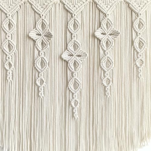 Achart Macrame Wall Hanging Large- Boho Wall Decor- large wall art- Wall Decor Living Room- Macrame Tapestry Boho Decor for Bedroom (Beige-Flower) - color: Beige-Flower