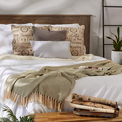 DII Chevron Throw Collection Handloomed Cotton, 50x60, Artichoke - color: Artichoke, size: 50x60"