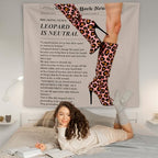 WNAGT Trendy Leopard Print Newspaper Tapestry Wall Hanging, Cheetah Room Decor, Modern Hot Girl Fashion Aesthetic Blanket Decor for Girls Room Dorm Apartment Office, 50x60 Inch
