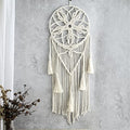 Dream Catcher Tapestry Boho Macrame Cotton Woven Handmade Bohemian Art with Tassel Craft Ornament for Bedroom Living Room Apartment Nursery 12x32 Inch - color: Beige