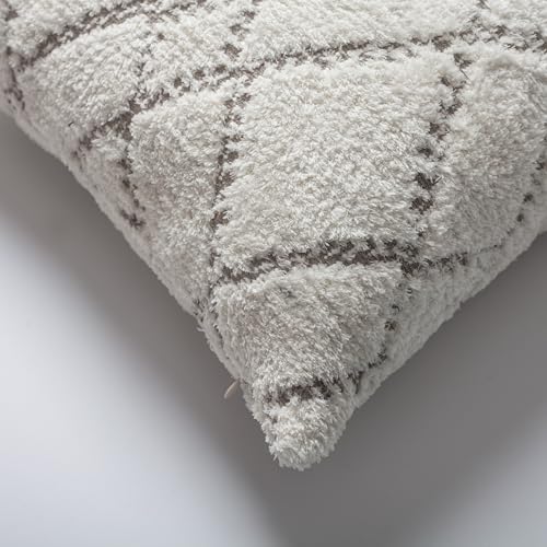 Woven Jacquard Throw Pillow Cover, Pack of 1 Geometric Pattern Textured Decorative Cushion Covers for Sofas, Couches, Fade Resistant Pillow for Sofa & Couch, ASOS, White, 18x18 Inch - color: White - Savoy