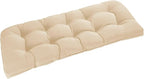 downluxe Outdoor Bench Cushion for Patio Furniture, Water Resistant Tufted Overstuffed Porch Swing Cushions, Thick Outdoor Loveseat Cushions, 44" X 19" X 5", Beige, Set of 1