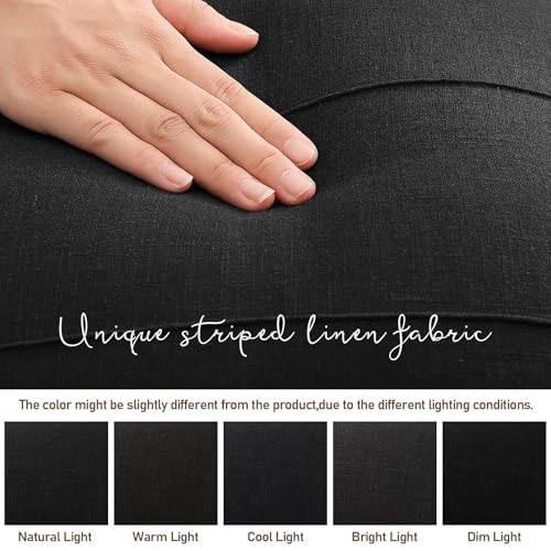 ZWJD Decorative Linen Throw Pillow Covers 16x16 Set of 2 Solid Handcrafted Striped Cushion Covers for Bed Soft Modern Farmhouse Neutral Pillowcase for Couch Bedroom Living Room Home Decor(Black) - color: Black, size: 16" x 16" (Pack of 2)