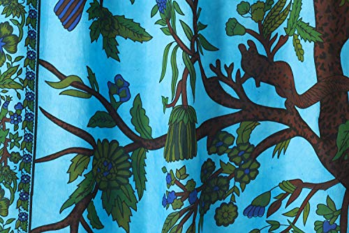 Popular Handicrafts Indian Hippie Bohemian Beautiful Tree of Life Tie Dye Mandala Curtain Panels Tarqouise - color: Tarquoise, size: 38"W x 83"L (Pack of 2)