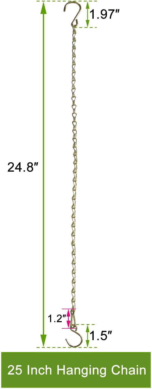 Chain for Hanging Plants,25 Inch Gold Hanging Chain,Hanging Basket Chain Kits with Hooks for Bird FeederHanging Plant Extender Porch Wind Chime (Gold, 25 Inch-4PCS)