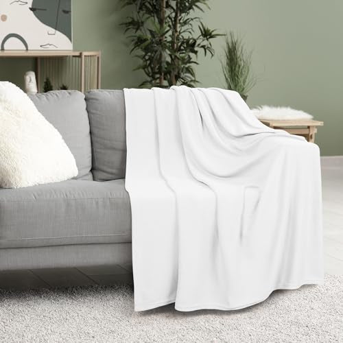 Utopia Bedding Knit Blanket King Size (90x102 Inches, White) Soft Lightweight Jersey Breathable Sweatshirt Blanket for Bed,Couch & Sofa - color: White, size: King