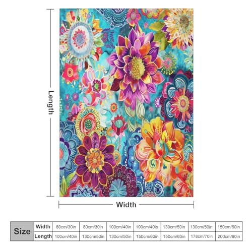 Boho Mandala Flower Blanket,Colorful Indian Hippie Abstract Geometric Flower Plant Print Blanket for Couch Sofa Bed Decorative Gifts 30x40 - color: Blanket-16, size: 30"x40"