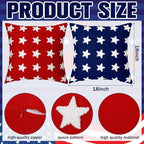 Fourluoo 4 Pcs 4th of July Throw Pillow Covers 18x18 Inch Patriotic Soft Plush Faux Fur Jacquard Cushion Pillow Case Freedom America Red White and Blue Pillowcase for Cushion Case Sofa Couch Decor - style: Patriotic
