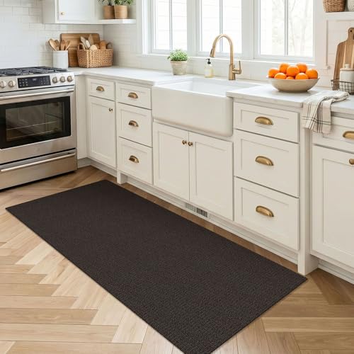 EARTHALL Washable Runner Rug 2x4 Ft Non Slip Runners for Hallways Cotton Rubber Backed Entryway Runner Braided Indoor Floor Runners Carpet for Entryway, Hallway, Kitchen, Bedroom, Taupe/Coffee - color: Taupe/Coffee, size: 2' x 4' (Runner)