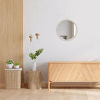 17 inch Wall Mirror, Boho Design for Living Room, Bedroom, Bathroom Decor, Hand Woven Rattan Mirror