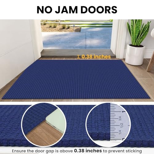 IOHOUZE Small Area Rug 2x3 Washable Woven Rugs for Entryway Non Slip Rubber Backed Front Door Rugs Indoor Doormat Throw Rug Floor Carpet for Entrance Kitchen, Royal Blue/Navy - color: Royal Blue/Navy, size: 2' x 3' (Rectangular)