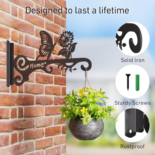 Metal Plant Hooks (2-Pack) - Decorative Wall Hangers with Butterfly Design for Indoor & Outdoor Use - Hanging Brackets for Plants, Flower Baskets, Bird Feeders, Lanterns - Patio, Garden, Home Decor - style: 2 Pcak Butterfly