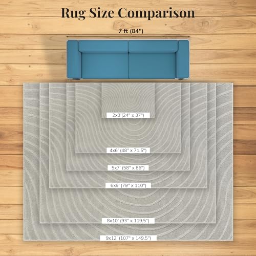LUXE WEAVERS Modern Geometric Wave Gray 4x6 Area Rug - color: Grey, size: 4' x 6' (Rectangular)