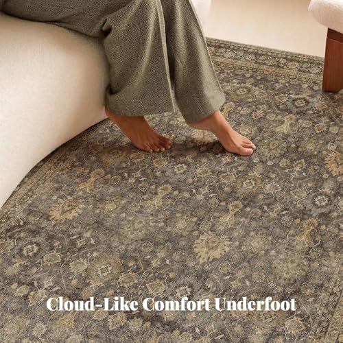 Washable 2x3 Entryway Rug, Boho Non-Slip Door Mat Vintage Distress Small Rugs for Kitchen Nursery Office Bedroom, 0.3" Neutral Oriental Throw Carpet with Cushioning Pad, Red/Brown/Multi, C4 - color: Deep Brown/Multi, size: 2' x 3' (Rectangular)