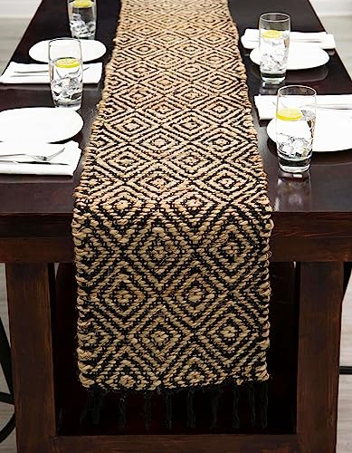 Unique Loom Braided Jute Collection Area Rug - Assam (1' 2" x 8' Table Runner, Black/ Natural) - color: Black/Natural, size: 1'2" x 8' (Rectangular)