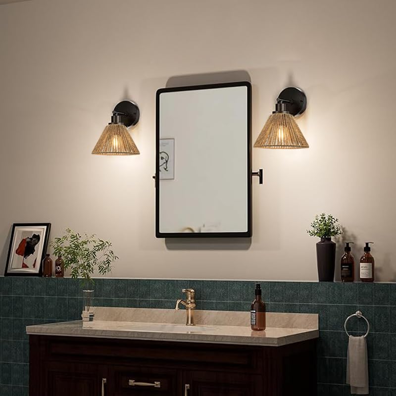 Ø7.87" x H4.72" 3x Boho Rattan Pendant Lamp Replacement Shade Ceiling Fan Light Bulb Covers Light Shades for Hanging Light Fixtures Shades Only Farmhouse Wicker Woven Lampshade - size: Ø7.87"（20cm）