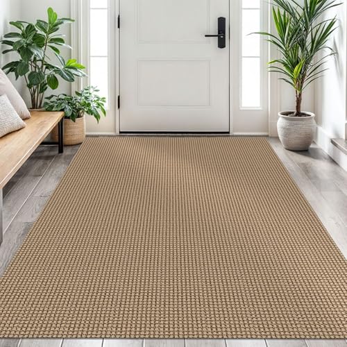 EARTHALL Woven Area Rug 4x6 Ft Washable Rugs for Entryway Non Slip Braided Throw Rugs Bedroom Carpet Cotton Entry Rug Cotton Floor Carpets for Bedroom Dining Room Living Room, Orange/Tan/Brown - color: Orange/Tan/Brown, size: 4' x 6' (Rectangular)