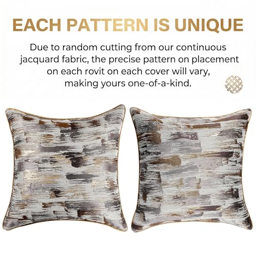 Abstract Throw Pillow Covers 18x18 inch Set of 2 Gold Khaki Jacquard Pillow Cases Modern Decorative Cushion Covers for Sofa Couch Bed - color: Jacquard 11