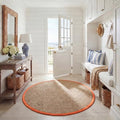 SAFAVIEH Area Rug 6' Round - Natural Fiber Collection - Natural & Rust, Seagrass, Basketweave Pattern with Border (NF114Y) - color: Natural/Rust, size: 6' (Round)
