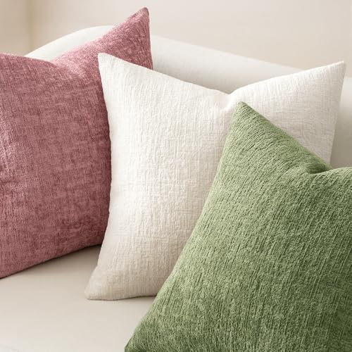 MIULEE Decorative Throw Pillow Covers 20x20 Pack of 2 Blush Pink Spring Couch Pillow Covers Soft Cozy Textured Chenille Pillowcases for Home Decor Sofa Living Room Cushion Bedroom - color: Blush Pink, size: 20" x 20" (Pack of 2)